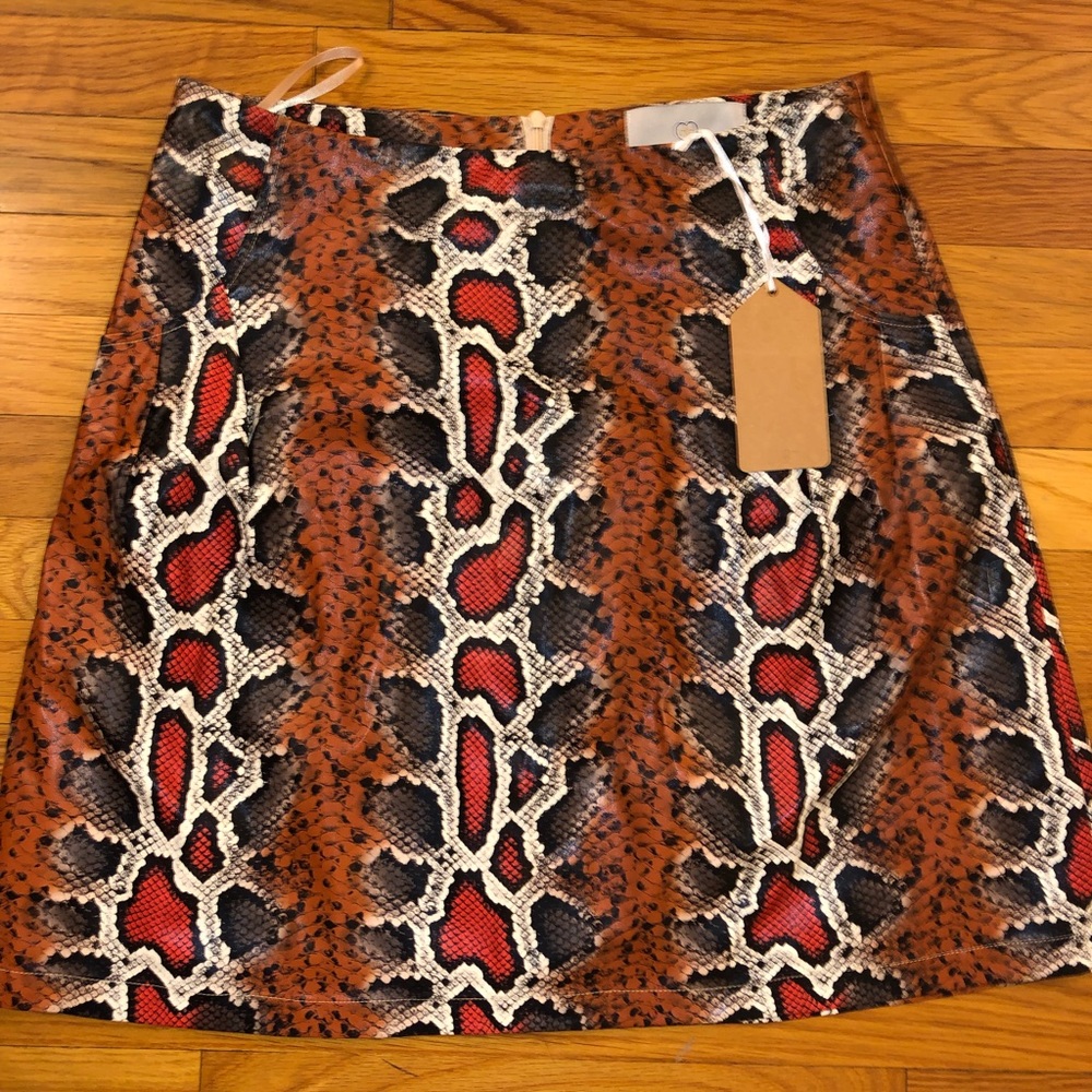 Faux leather snake skin skirt